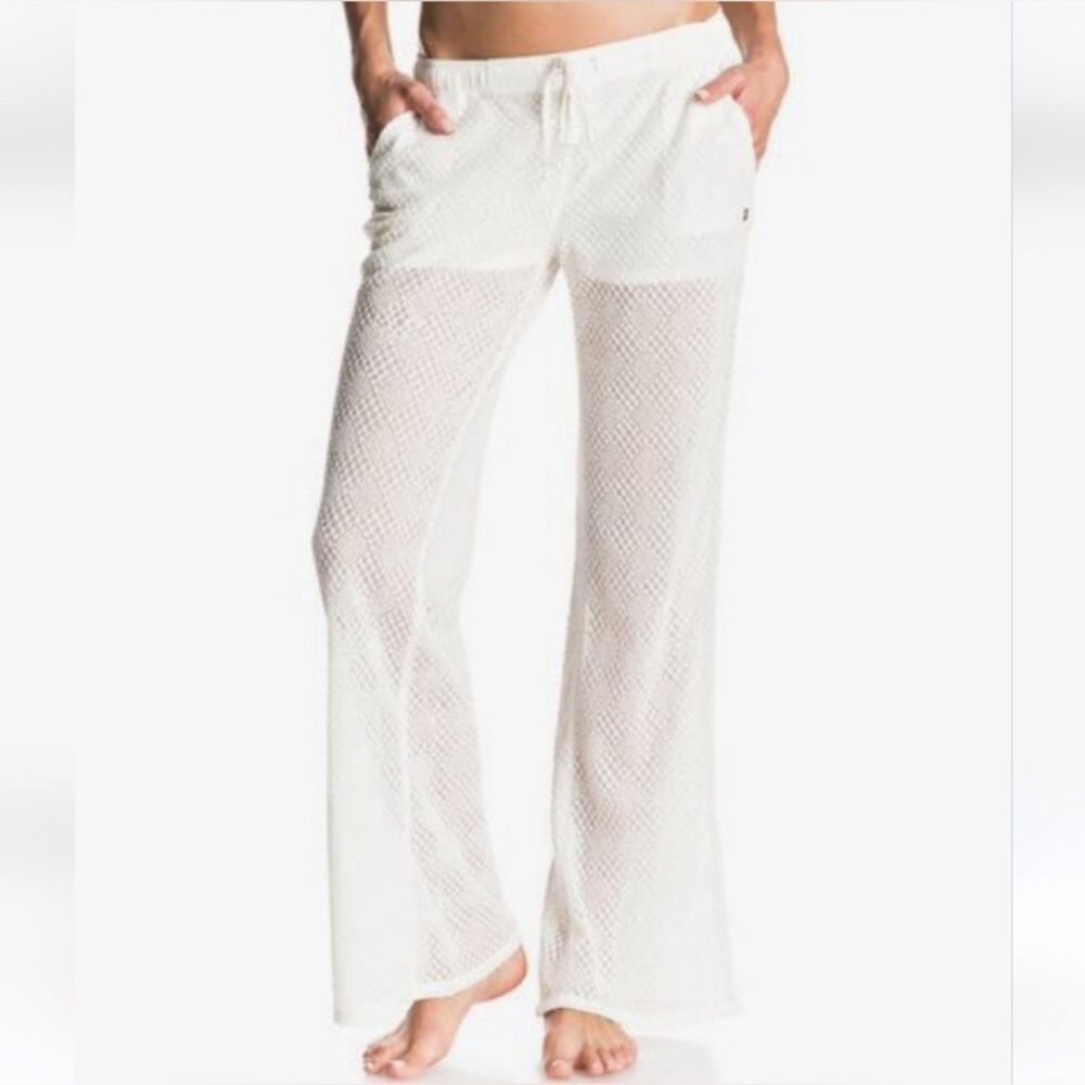 Roxy Flared Pant Lace Crochet Lined Shorts Cream